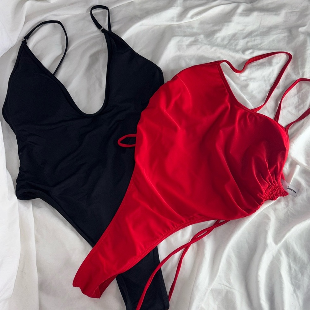 2 one piece bathing suit, speedo style very cheeky size large